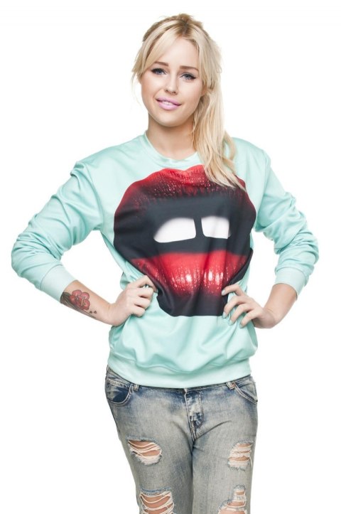 Produkt Przykładowy Modna Dzianinowa Bluza z Nadrukiem RED LIPS Produkt Przykładowy Modna Dzianinowa Bluza z Nadrukiem RED LIPS